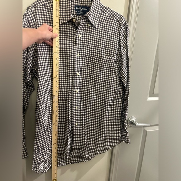 Ralph Lauren Blake Long Sleeve Button Down Mens Medium Gingham Wool Purple White - Picture 6 of 7